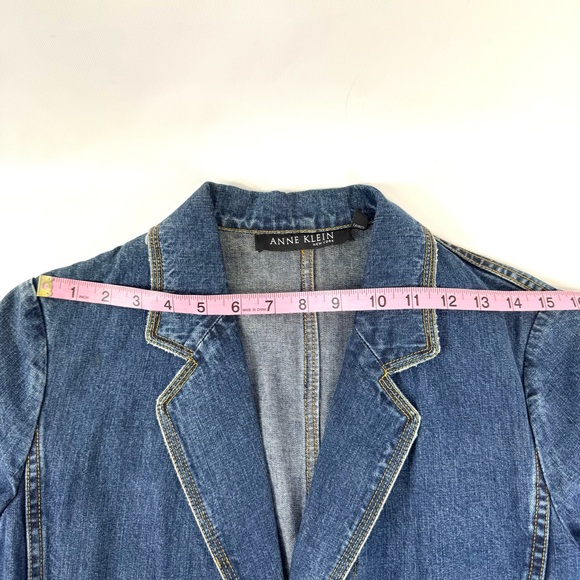 Anne Klein vintage denim tailored denim blazer, Bloomingdale’s y2kSz 6 Petite - Picture 9 of 17